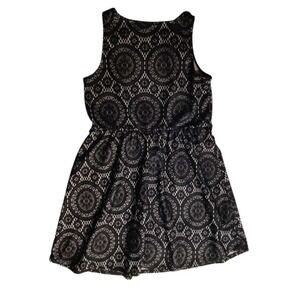 Black Lace Circle Overlay Fit Flare Dress Women Petite XL